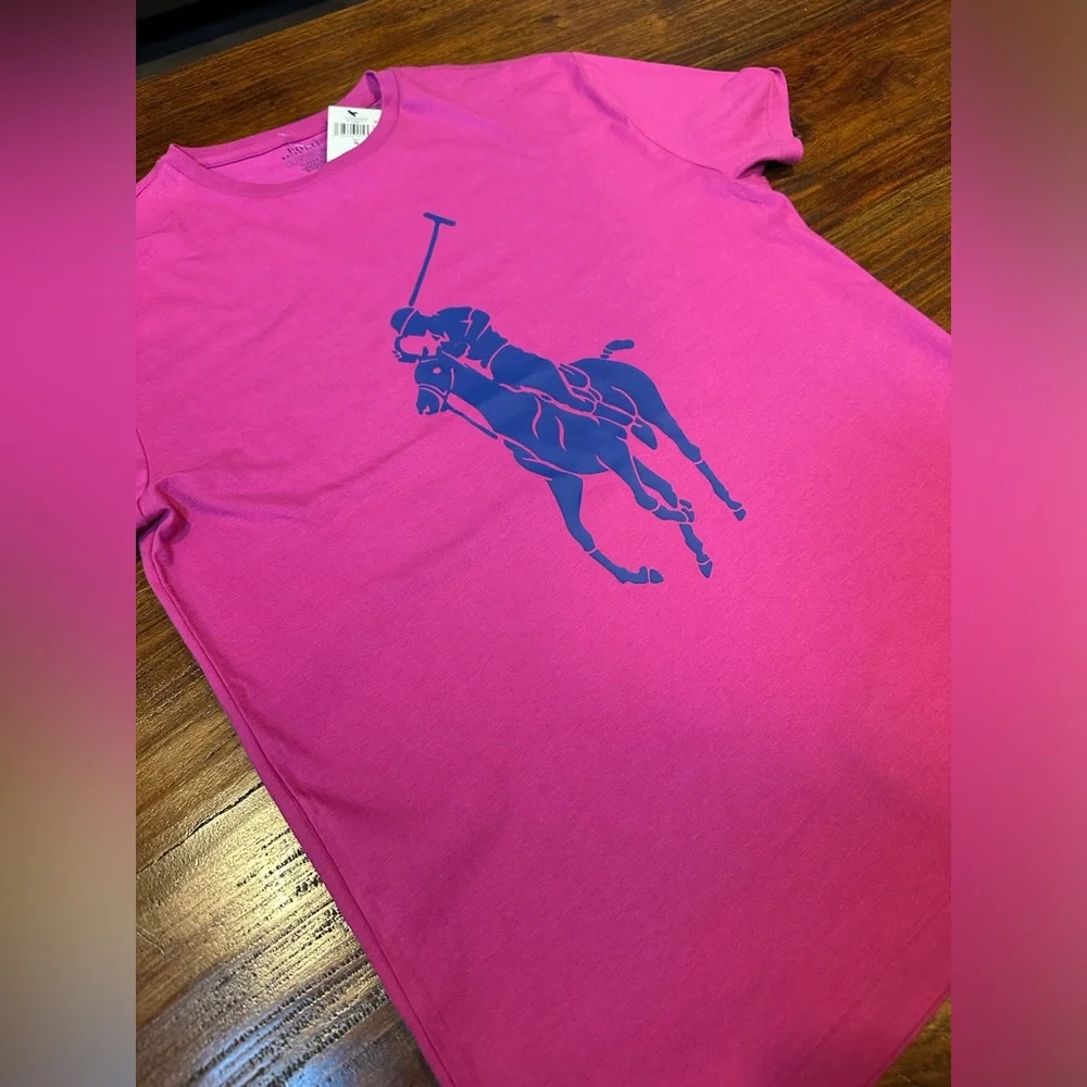 NWT! Polo Ralph Lauren T Shirt Men's Size S Giant Pony Classic Fit Pink Fuschia - Picture 3 of 8